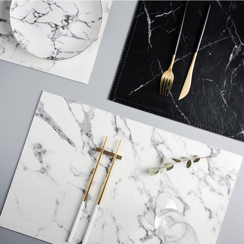 Marble Coaster Set - 高級感のあるPU素材の断熱テーブルマット、滑り止め加工、大理石柄、コーヒーカップマット、ティーパッド、ダイニングテーブルマット、2枚セット、3枚セット