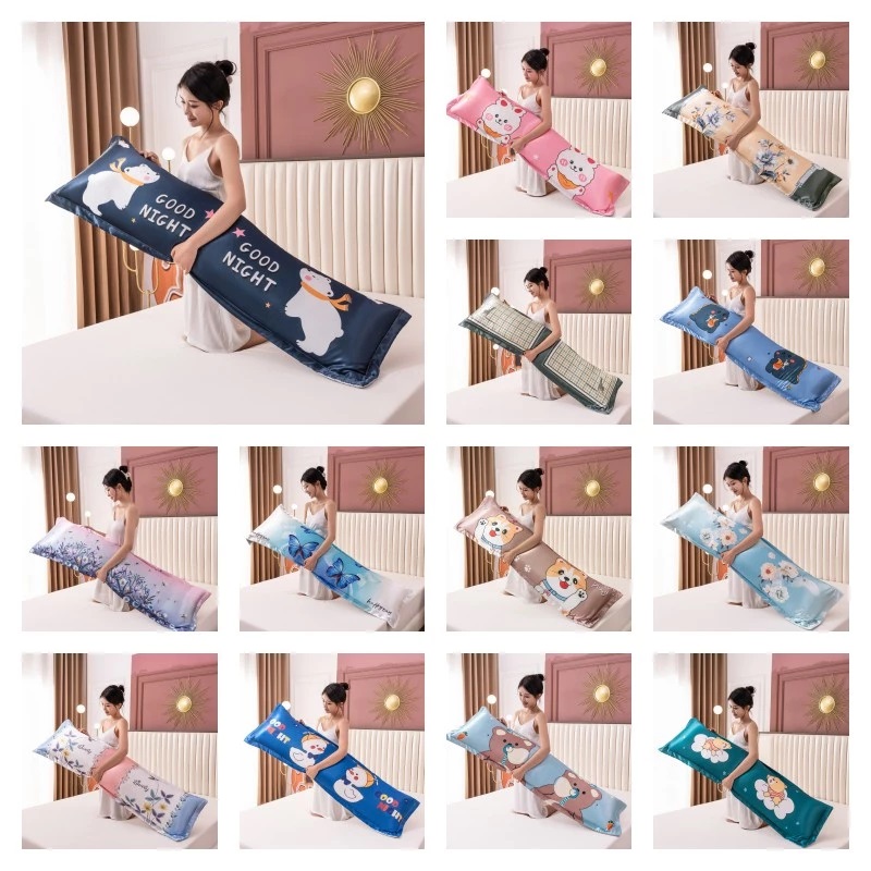 Silk Pillowcase - クール夏 120/150/180 センチメートルロング枕カバーカップルボディ枕カバーアイスシルクサテン生地枕ケース睡眠カバーベッドソファ