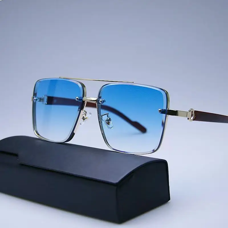 Designer Sunglasses - ファッションレトロスクエアメタルサングラス、オーバーサイズ、レディースブランドデザイン、運転用、ダブルブリッジ、パイロット型、メンズサングラス。