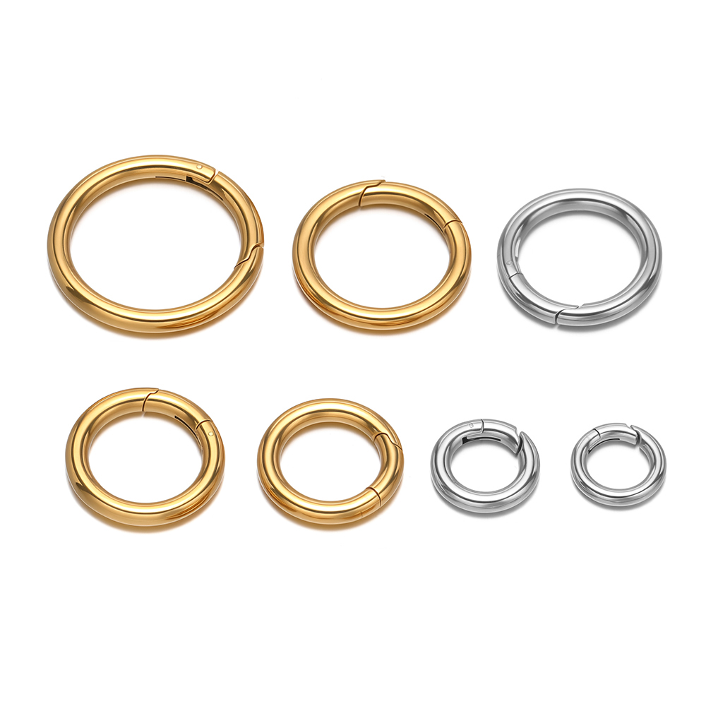 Gold Plated Jewelry - 2個/ロット 丸型スプリングクラスプ ステンレス鋼 金メッキ キーホルダー バックル