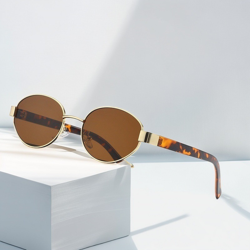 Designer Sunglasses - 新作ヴィンテージ風オーバル型サングラス。男性・女性向け、個性的なデザインで、小さめのフレームが夏の日差しを遮り、UV400カット機能付き。