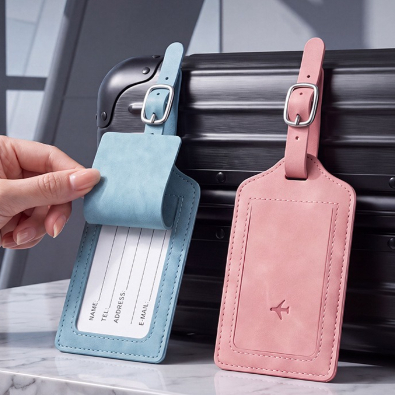 Travel Luggage Set - 1個入りPUレザー製ラゲージタグ、男女兼用旅行アクセサリー、スーツケースタグ、ネームIDアドレスラベル、荷物用バッグタグ