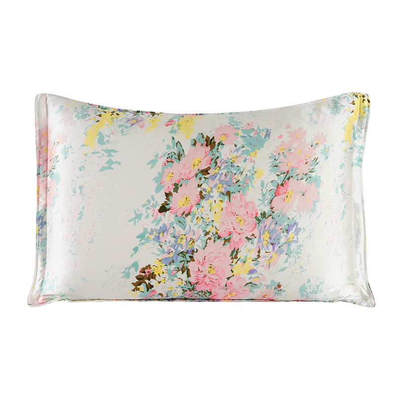 Silk Pillowcase - 片側枕1pc 100% mulberyシルク枕カバープリント花の色シルク枕カバー標準女王王