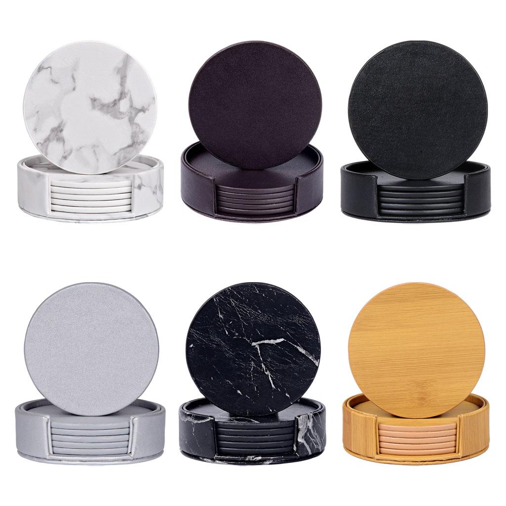 丸い大理石コースター（ホルダー付き、傷防止） - Marble Coaster Set のレビューと価格