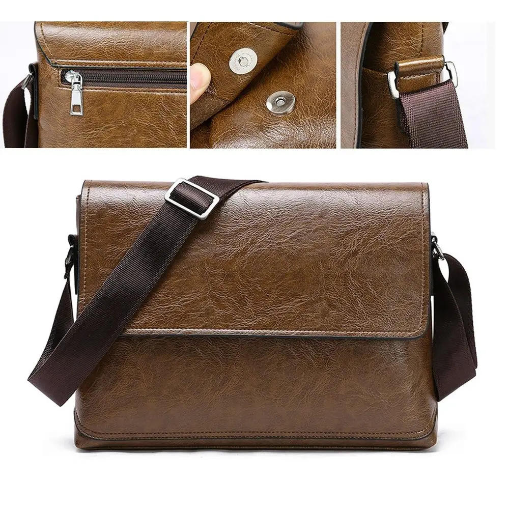 高級PUレザー クロスボディバッグ 多機能 ヴィンテージ メ - Leather Wallet Men のレビューと価格