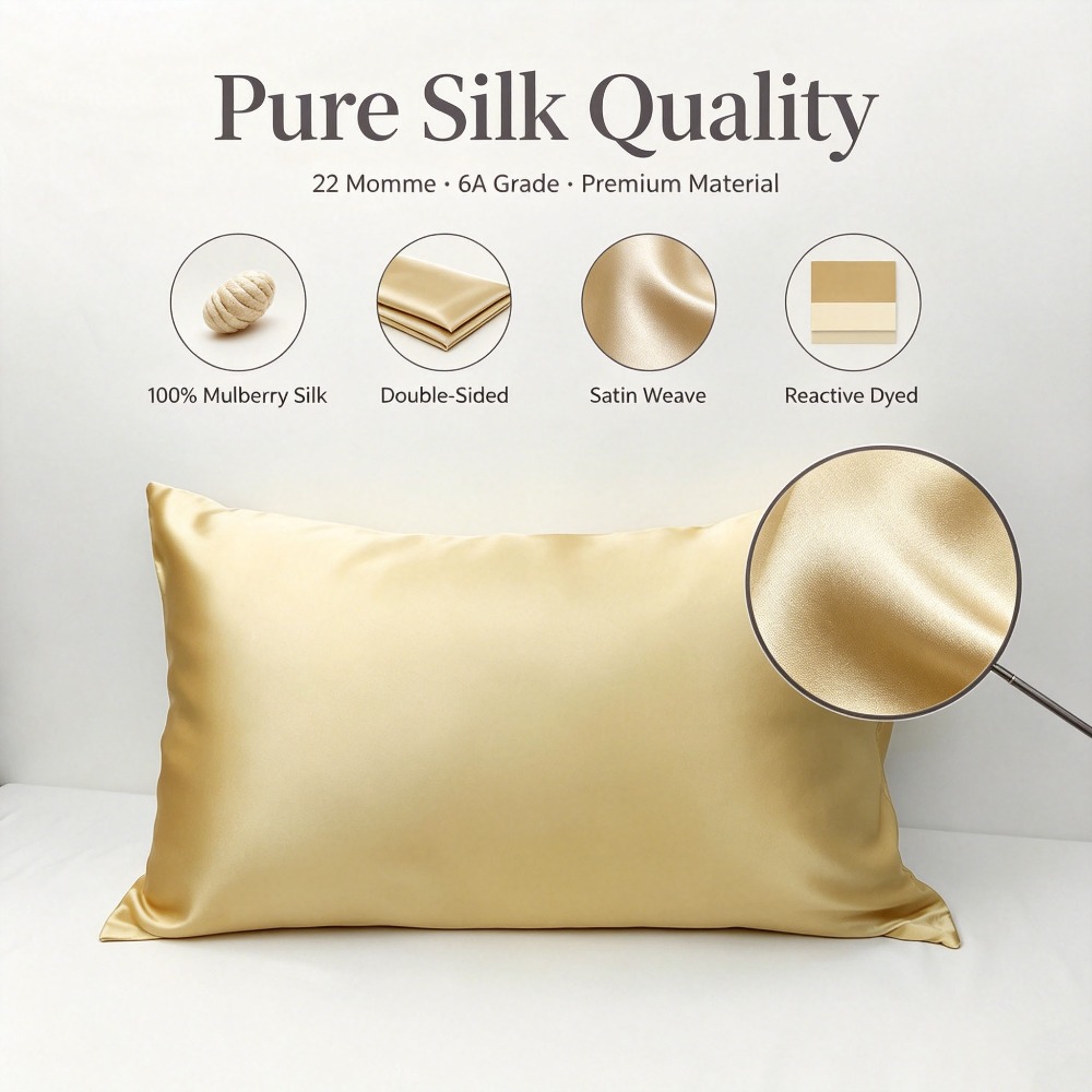 22匁マルベリーシルク枕カバー、両面100%ピュアシルク、隠 - Silk Pillowcase のレビューと価格