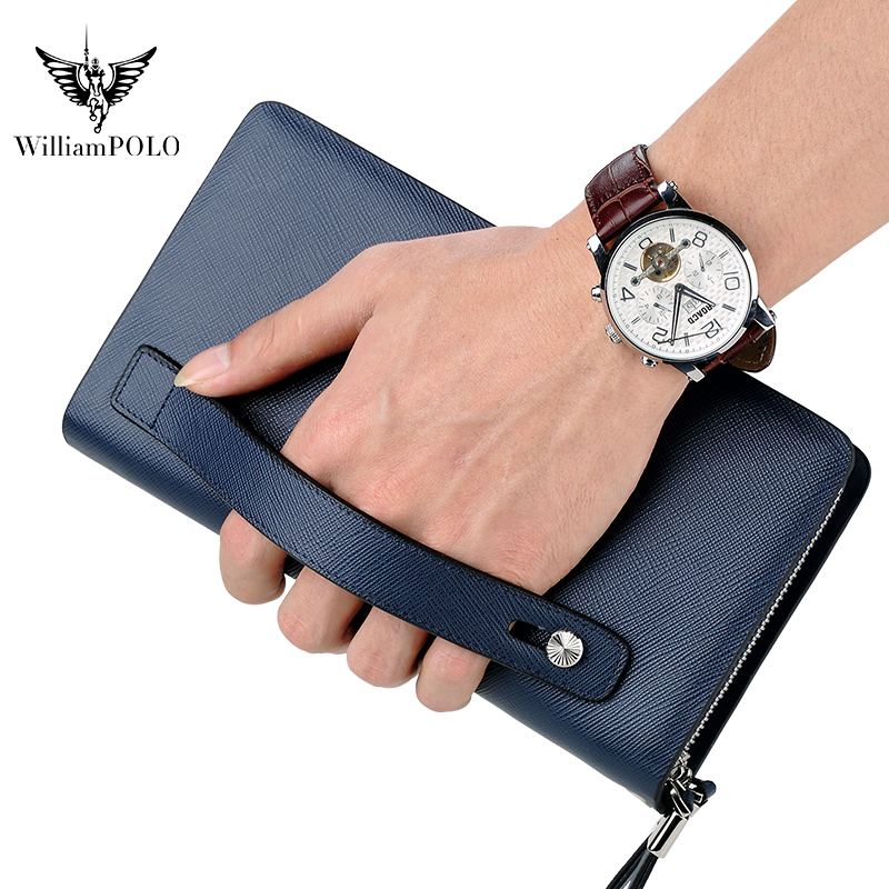 WILLIAMPOLO 高級メンズレザークラッチバッグ 大容 - Leather Wallet Men のレビューと価格