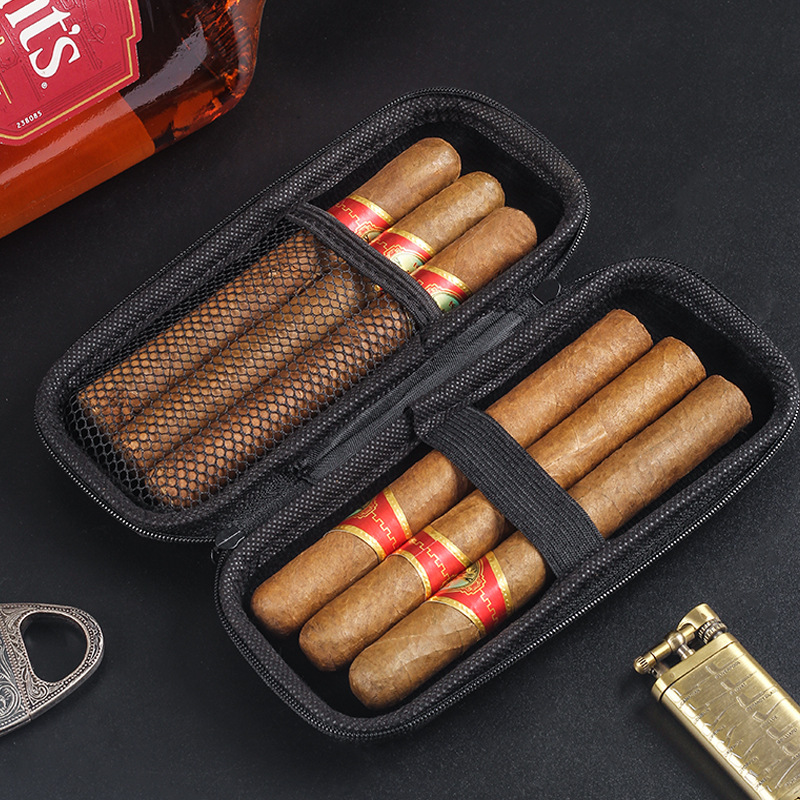 6本用ポータブルシガーケース 軽量トラベルヒュミドールバッグ - Premium Cigar Case のレビューと価格