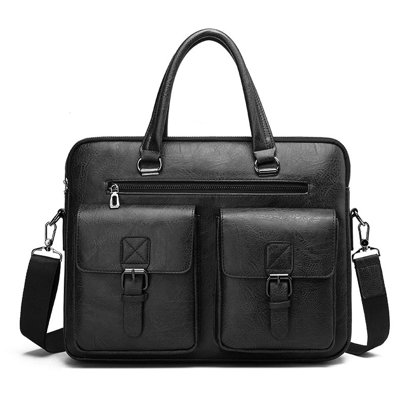 男性用PUレザービジネスブリーフケース,ショルダーバッグ,ラ - Leather Briefcase のレビューと価格