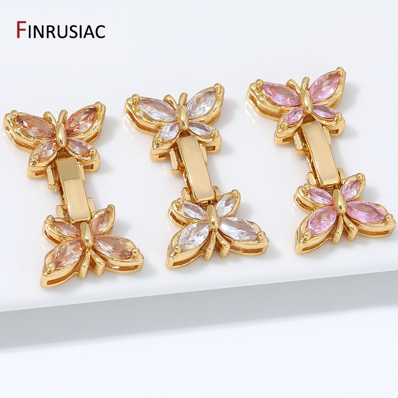 18K金メッキ真鍮製マーキスジルコンバタフライコネクターカス - Gold Plated Jewelry のレビューと価格