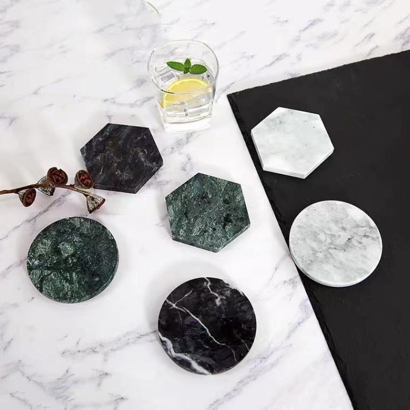滑り止めの丸い大理石のコースター,高温ドリンクマット,再利用 - Marble Coaster Set のレビューと価格