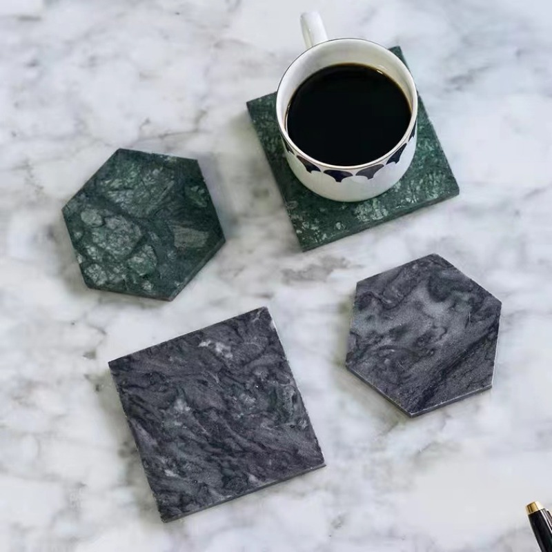 滑り止めの丸い大理石のコースター,高温ドリンクマット,再利用 - Marble Coaster Set のレビューと価格