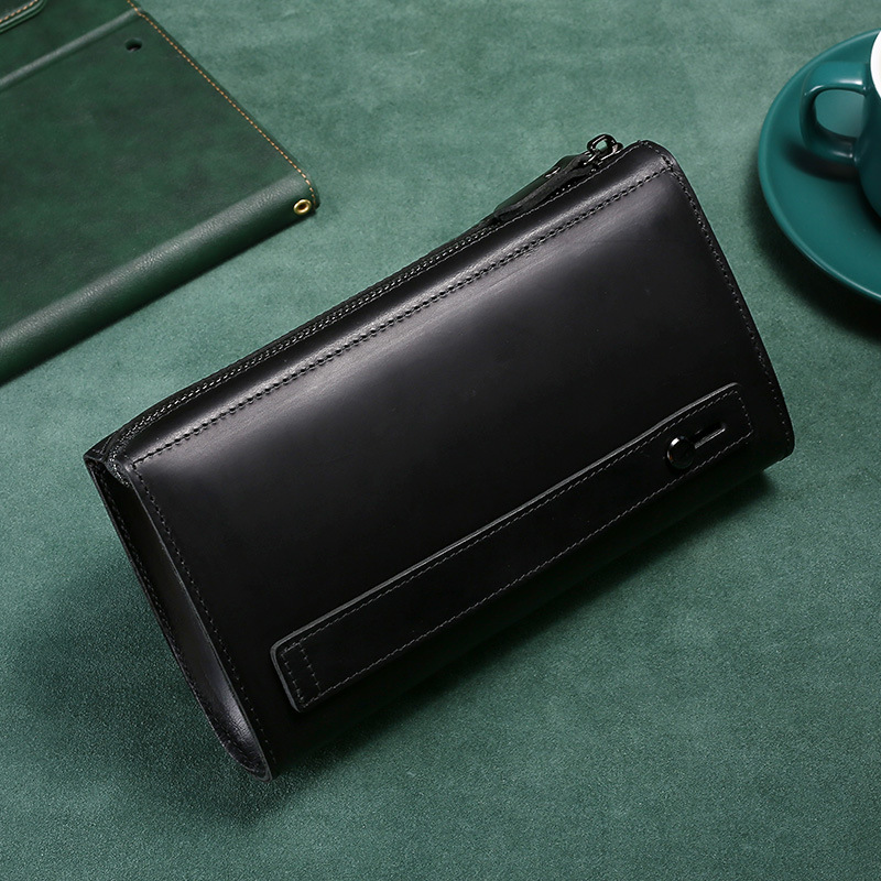 メンズクラッチロングハンドバッグビジネスヴィンテージ牛革男性 - Leather Wallet Men のレビューと価格