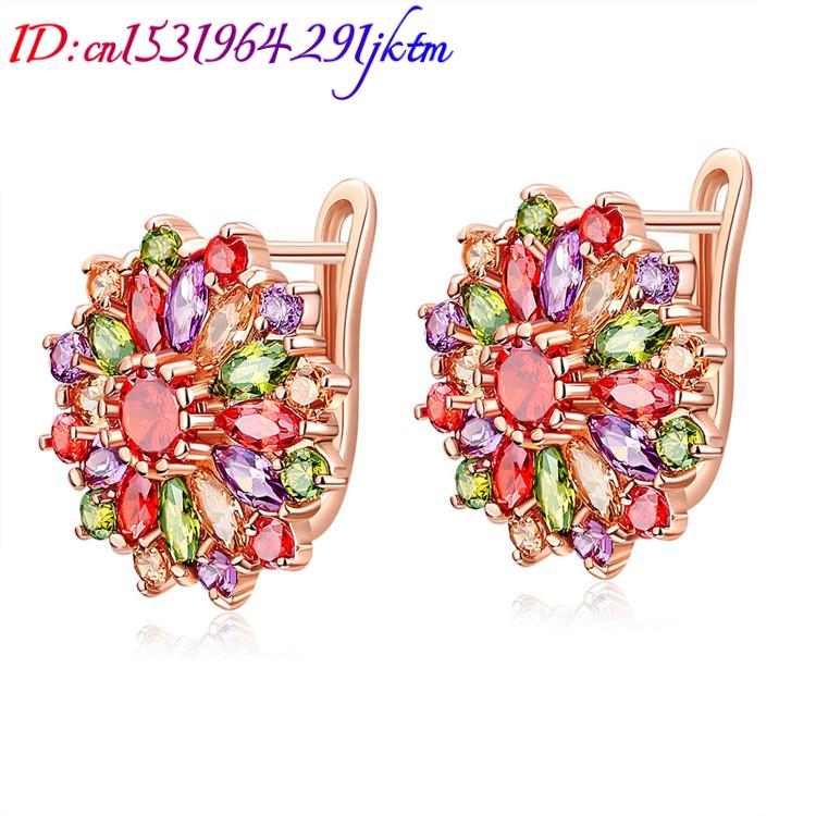 女性のための天然クリスタルの花のイヤリング,彫刻された宝石, - Gold Plated Jewelry のレビューと価格