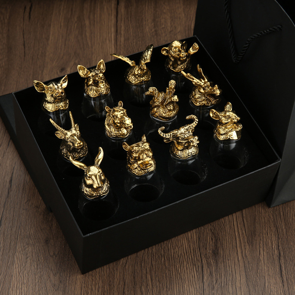 豪華なレトロ十二支クリスタルガラス酒器セット 家庭用白ワイン - Luxury Gift Set のレビューと価格