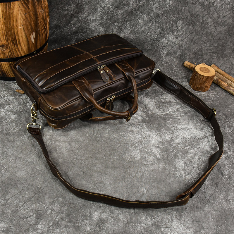 本革のメンズラップトップバッグ,ブリーフケース,ショルダーバ - Leather Briefcase のレビューと価格