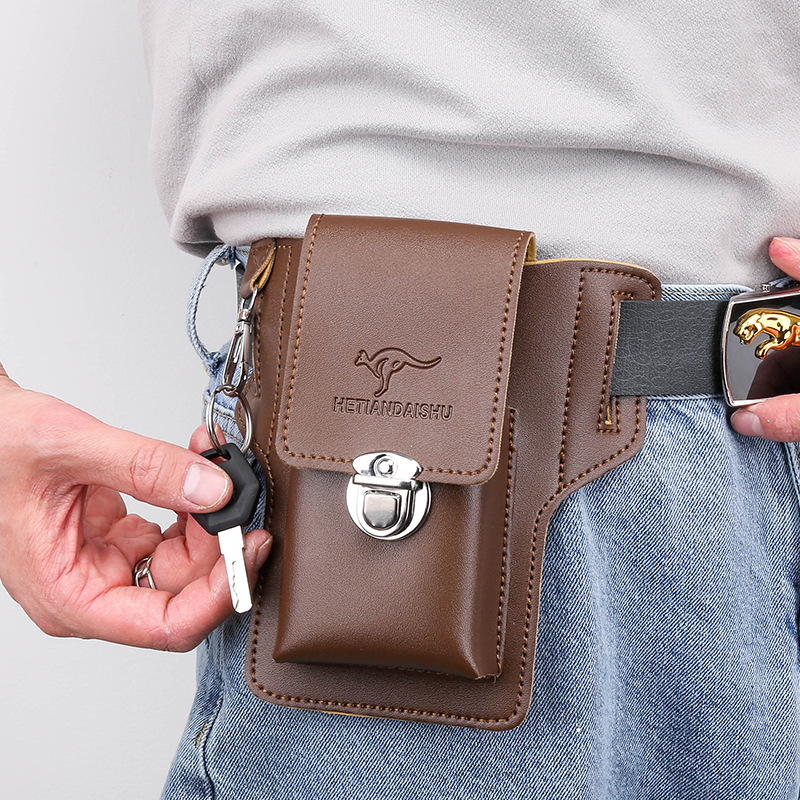 メンズベルト携帯電話ループホルスターケースウエストバッグ男性 - Leather Wallet Men のレビューと価格