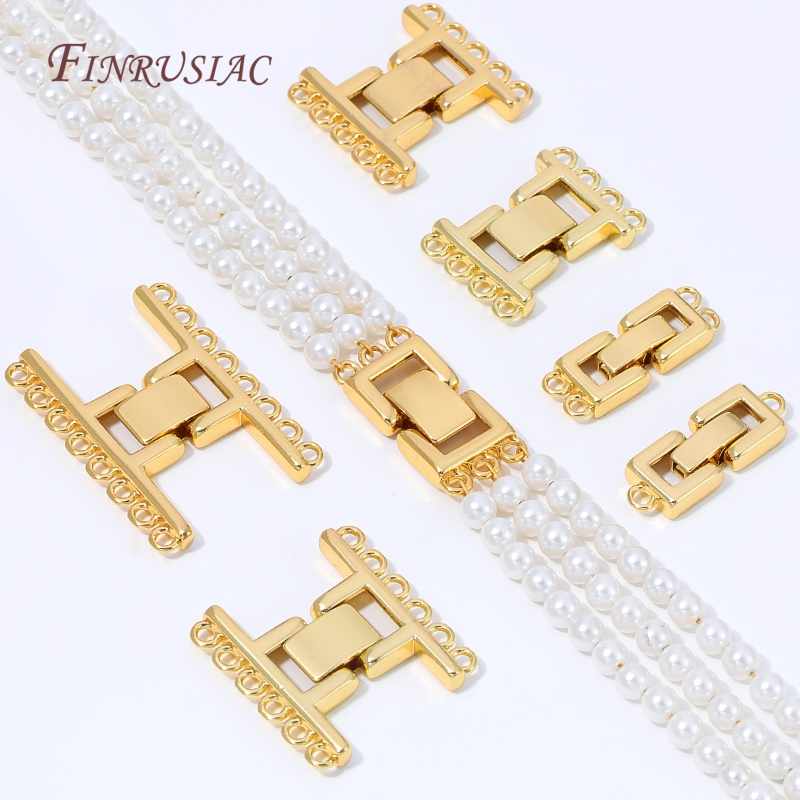 18K金メッキマルチストランドクラスプコネクター長方形レイヤ - Gold Plated Jewelry のレビューと価格