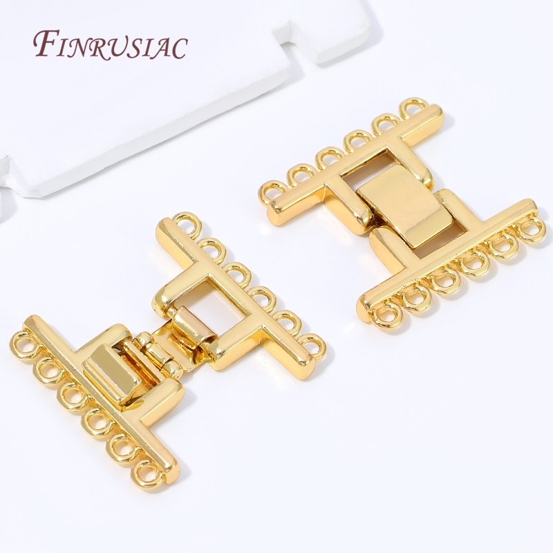 18K金メッキマルチストランドクラスプコネクター長方形レイヤ - Gold Plated Jewelry のレビューと価格