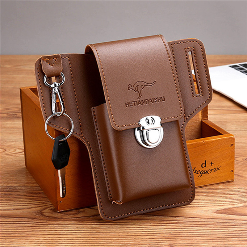 男性用携帯電話ベルトバッグ、携帯電話ループホルスター、携帯電 - Leather Wallet Men のレビューと価格