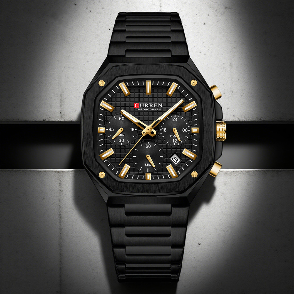 CURREN 高級スクエアクロノ腕時計男性用クラシックデザイ - Luxury Watch Men のレビューと価格