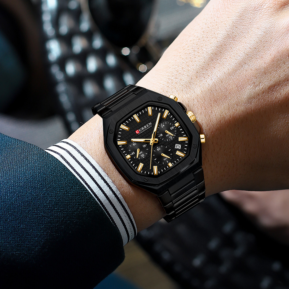 CURREN 高級スクエアクロノ腕時計男性用クラシックデザイ - Luxury Watch Men のレビューと価格