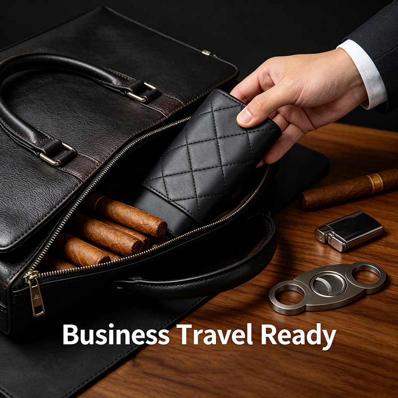 大型シガーケース プレミアムPUレザーホルダー 64リング  - Premium Cigar Case のレビューと価格