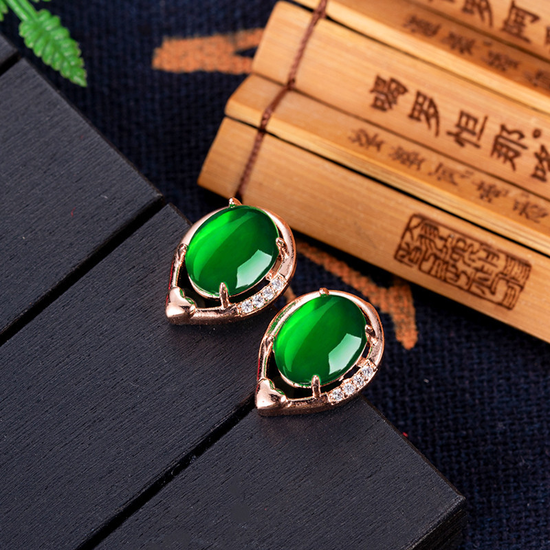 天然翡翠の花のイヤリング,石のイヤースタッド,お守り,ピンク - Gold Plated Jewelry のレビューと価格